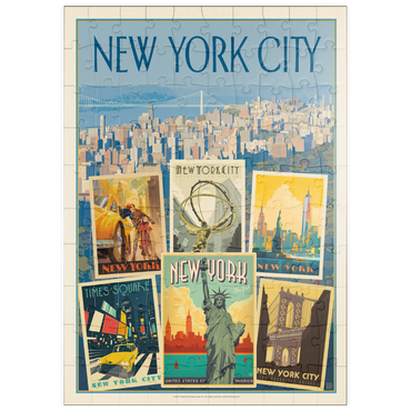 Darstellung des Puzzle Motivs puzzleplate New York City: Multi-Image Collage Print, Vintage Poster 100 Puzzle