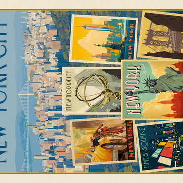Darstellung des Puzzle Motivs New York City: Multi-Image Collage Print, Vintage Poster 100 Puzzle 3D Modell