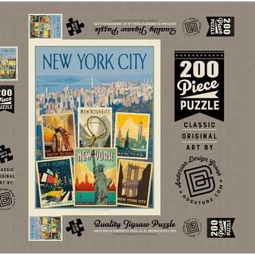 Darstellung des Puzzle Motivs New York City: Multi-Image Collage Print, Vintage Poster 200 Puzzle Schachtel 3D Modell