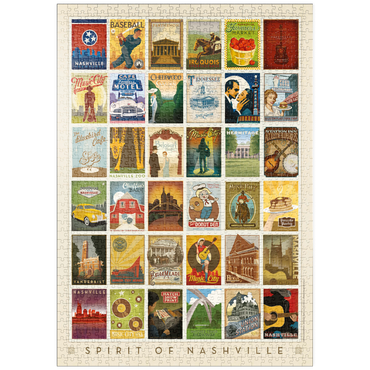 Darstellung des Puzzle Motivs puzzleplate Spirit of Nashville, Collector’s Print, Vintage Poster 1000 Puzzle