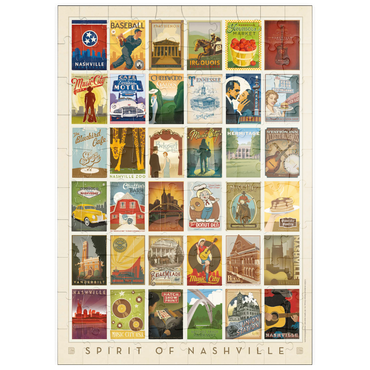 Darstellung des Puzzle Motivs puzzleplate Spirit of Nashville, Collector’s Print, Vintage Poster 100 Puzzle