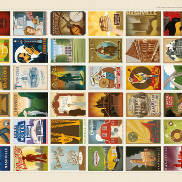 Darstellung des Puzzle Motivs Spirit of Nashville, Collector’s Print, Vintage Poster 100 Puzzle 3D Modell