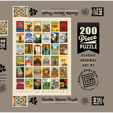 Darstellung des Puzzle Motivs Spirit of Nashville, Collector’s Print, Vintage Poster 200 Puzzle Schachtel 3D Modell