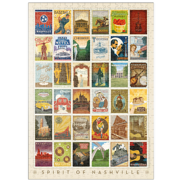 Darstellung des Puzzle Motivs puzzleplate Spirit of Nashville, Collector’s Print, Vintage Poster 500 Puzzle