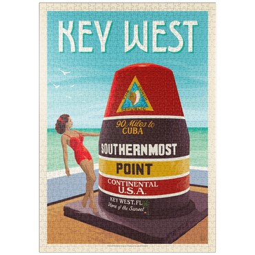 Darstellung des Puzzle Motivs puzzleplate Key West, Florida, Vintage Poster 1000 Puzzle
