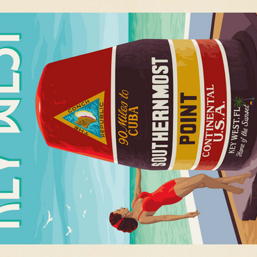 Darstellung des Puzzle Motivs Key West, Florida, Vintage Poster 1000 Puzzle 3D Modell