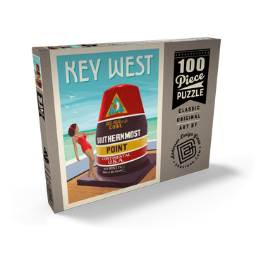 Darstellung des Puzzle Motivs Key West, Florida, Vintage Poster 100 Puzzle Schachtel Ansicht2