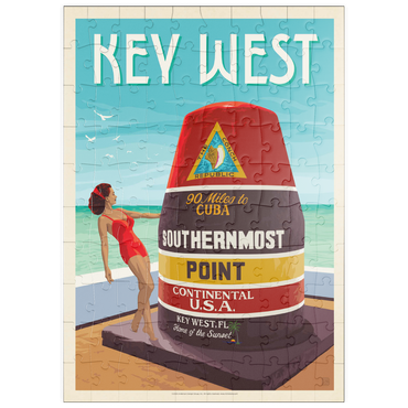 Darstellung des Puzzle Motivs puzzleplate Key West, Florida, Vintage Poster 100 Puzzle