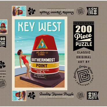 Darstellung des Puzzle Motivs Key West, Florida, Vintage Poster 200 Puzzle Schachtel 3D Modell