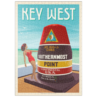 Darstellung des Puzzle Motivs puzzleplate Key West, Florida, Vintage Poster 500 Puzzle