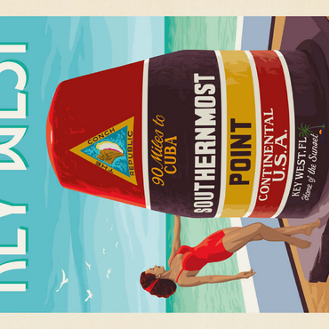 Darstellung des Puzzle Motivs Key West, Florida, Vintage Poster 500 Puzzle 3D Modell