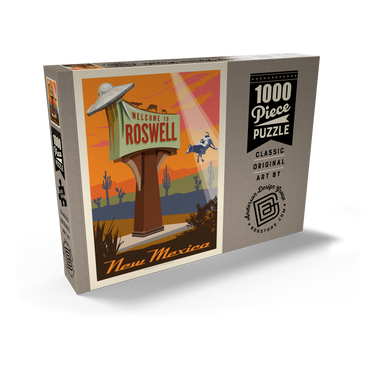 Darstellung des Puzzle Motivs Roswell, New Mexico, Vintage Poster 1000 Puzzle Schachtel Ansicht2