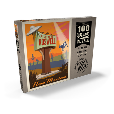 Darstellung des Puzzle Motivs Roswell, New Mexico, Vintage Poster 100 Puzzle Schachtel Ansicht2