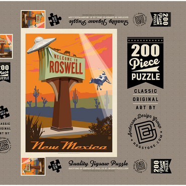 Darstellung des Puzzle Motivs Roswell, New Mexico, Vintage Poster 200 Puzzle Schachtel 3D Modell