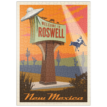 Darstellung des Puzzle Motivs puzzleplate Roswell, New Mexico, Vintage Poster 500 Puzzle
