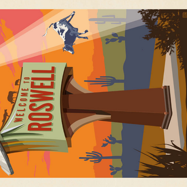 Darstellung des Puzzle Motivs Roswell, New Mexico, Vintage Poster 500 Puzzle 3D Modell