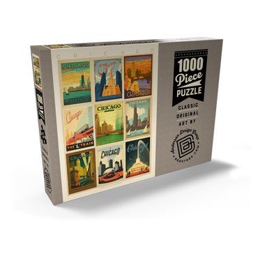 Darstellung des Puzzle Motivs Chicago: Multi-Image Print - Edition 1, Vintage Poster 1000 Puzzle Schachtel Ansicht2