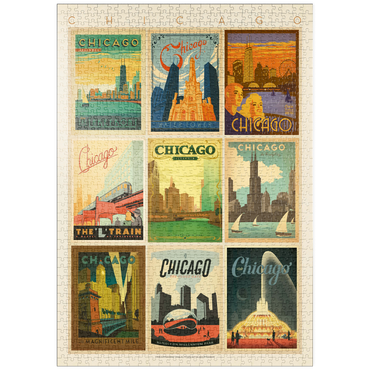 Darstellung des Puzzle Motivs puzzleplate Chicago: Multi-Image Print - Edition 1, Vintage Poster 1000 Puzzle