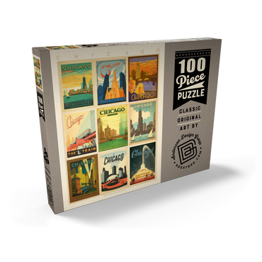 Darstellung des Puzzle Motivs Chicago: Multi-Image Print - Edition 1, Vintage Poster 100 Puzzle Schachtel Ansicht2