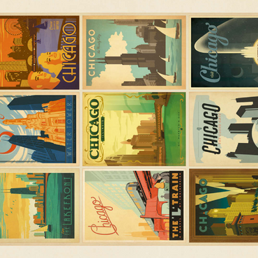 Darstellung des Puzzle Motivs Chicago: Multi-Image Print - Edition 1, Vintage Poster 200 Puzzle 3D Modell