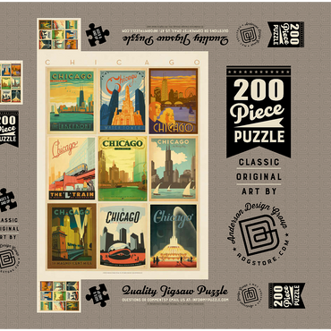 Darstellung des Puzzle Motivs Chicago: Multi-Image Print - Edition 1, Vintage Poster 200 Puzzle Schachtel 3D Modell