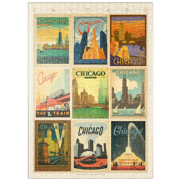 Darstellung des Puzzle Motivs puzzleplate Chicago: Multi-Image Print - Edition 1, Vintage Poster 500 Puzzle