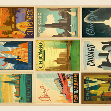 Darstellung des Puzzle Motivs Chicago: Multi-Image Print - Edition 1, Vintage Poster 500 Puzzle 3D Modell