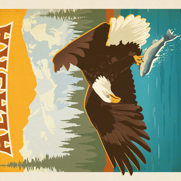 Darstellung des Puzzle Motivs Alaska: Eagle, Vintage Poster 1000 Puzzle 3D Modell