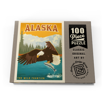 Darstellung des Puzzle Motivs Alaska: Eagle, Vintage Poster 100 Puzzle Schachtel Ansicht3