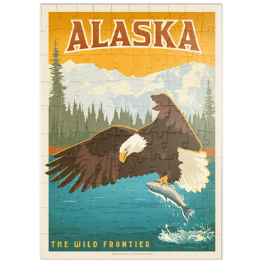Darstellung des Puzzle Motivs puzzleplate Alaska: Eagle, Vintage Poster 100 Puzzle