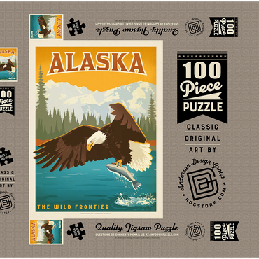Darstellung des Puzzle Motivs Alaska: Eagle, Vintage Poster 100 Puzzle Schachtel 3D Modell