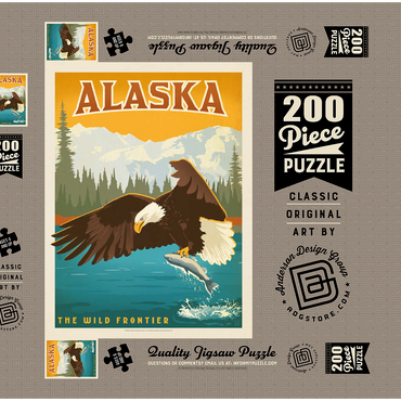 Darstellung des Puzzle Motivs Alaska: Eagle, Vintage Poster 200 Puzzle Schachtel 3D Modell