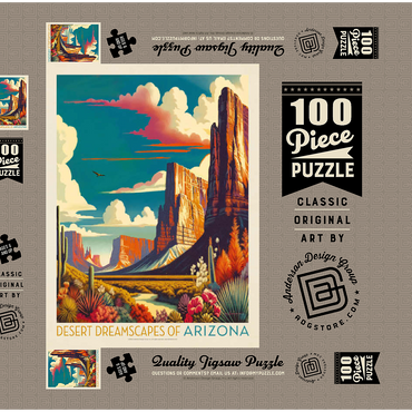 Darstellung des Puzzle Motivs Arizona: Desert Dreamscape, Vintage Poster 100 Puzzle Schachtel 3D Modell