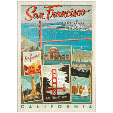 Darstellung des Puzzle Motivs puzzleplate San Francisco: Multi-Image Collage Print, Vintage Poster 1000 Puzzle