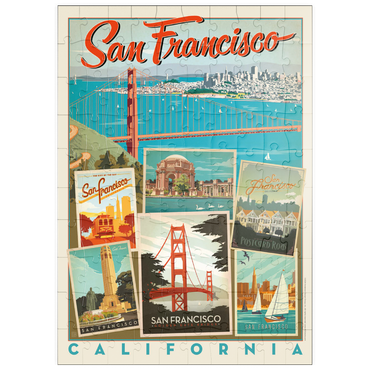 Darstellung des Puzzle Motivs puzzleplate San Francisco: Multi-Image Collage Print, Vintage Poster 100 Puzzle