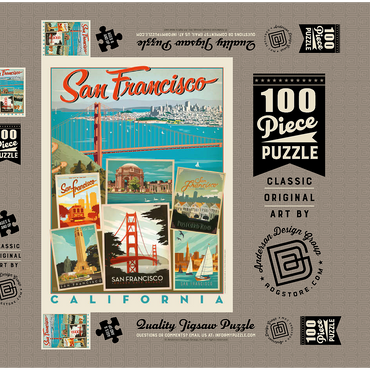 Darstellung des Puzzle Motivs San Francisco: Multi-Image Collage Print, Vintage Poster 100 Puzzle Schachtel 3D Modell