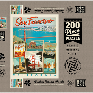 Darstellung des Puzzle Motivs San Francisco: Multi-Image Collage Print, Vintage Poster 200 Puzzle Schachtel 3D Modell