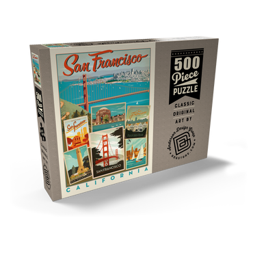Darstellung des Puzzle Motivs San Francisco: Multi-Image Collage Print, Vintage Poster 500 Puzzle Schachtel Ansicht2