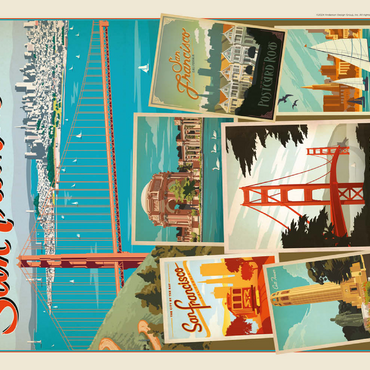 Darstellung des Puzzle Motivs San Francisco: Multi-Image Collage Print, Vintage Poster 500 Puzzle 3D Modell