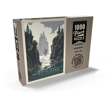 Darstellung des Puzzle Motivs Kenai Fjords National Park: Whale Watching, Vintage Poster 1000 Puzzle Schachtel Ansicht2