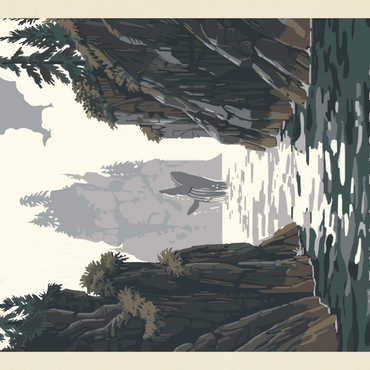 Darstellung des Puzzle Motivs Kenai Fjords National Park: Whale Watching, Vintage Poster 1000 Puzzle 3D Modell
