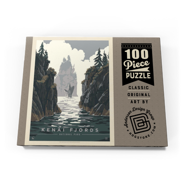 Darstellung des Puzzle Motivs Kenai Fjords National Park: Whale Watching, Vintage Poster 100 Puzzle Schachtel Ansicht3
