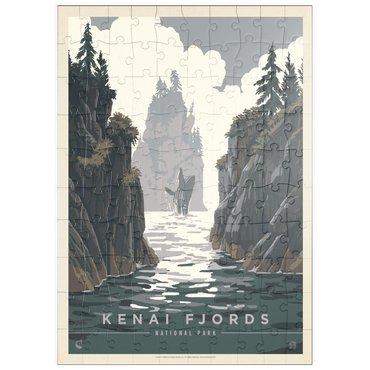 Darstellung des Puzzle Motivs puzzleplate Kenai Fjords National Park: Whale Watching, Vintage Poster 100 Puzzle