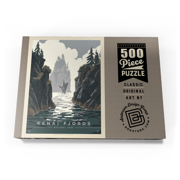 Darstellung des Puzzle Motivs Kenai Fjords National Park: Whale Watching, Vintage Poster 500 Puzzle Schachtel Ansicht3