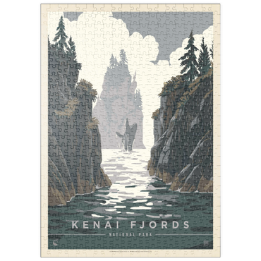 Darstellung des Puzzle Motivs puzzleplate Kenai Fjords National Park: Whale Watching, Vintage Poster 500 Puzzle