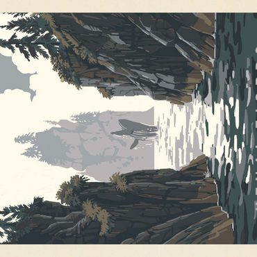 Darstellung des Puzzle Motivs Kenai Fjords National Park: Whale Watching, Vintage Poster 500 Puzzle 3D Modell