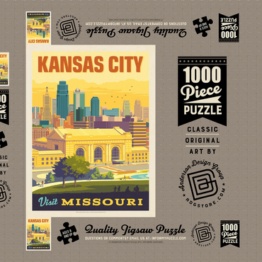 Darstellung des Puzzle Motivs Missouri: Kansas City, Union Station, Vintage Poster 1000 Puzzle Schachtel 3D Modell