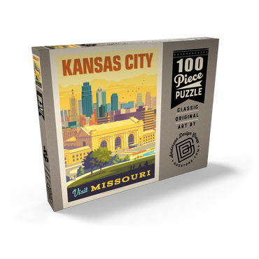 Darstellung des Puzzle Motivs Missouri: Kansas City, Union Station, Vintage Poster 100 Puzzle Schachtel Ansicht2
