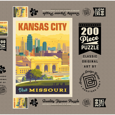 Darstellung des Puzzle Motivs Missouri: Kansas City, Union Station, Vintage Poster 200 Puzzle Schachtel 3D Modell