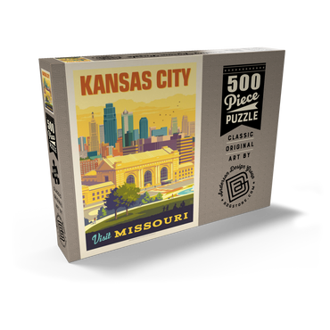 Darstellung des Puzzle Motivs Missouri: Kansas City, Union Station, Vintage Poster 500 Puzzle Schachtel Ansicht2